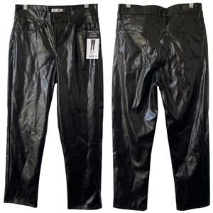 NEW SOFIA JEANS Paloma Slim Straight Faux Leather High Rise Pants Black Size 2